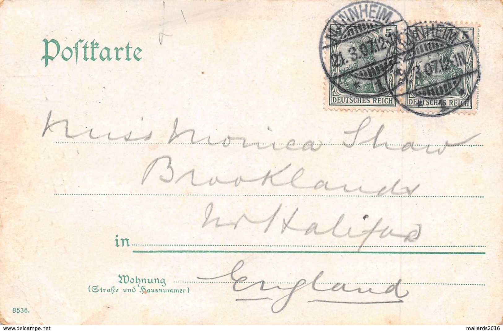 MANNHEIM - PLANKEN - POSTED IN 1907 ~ A 112 YEAR OLD POSTCARD #98750 - Mannheim