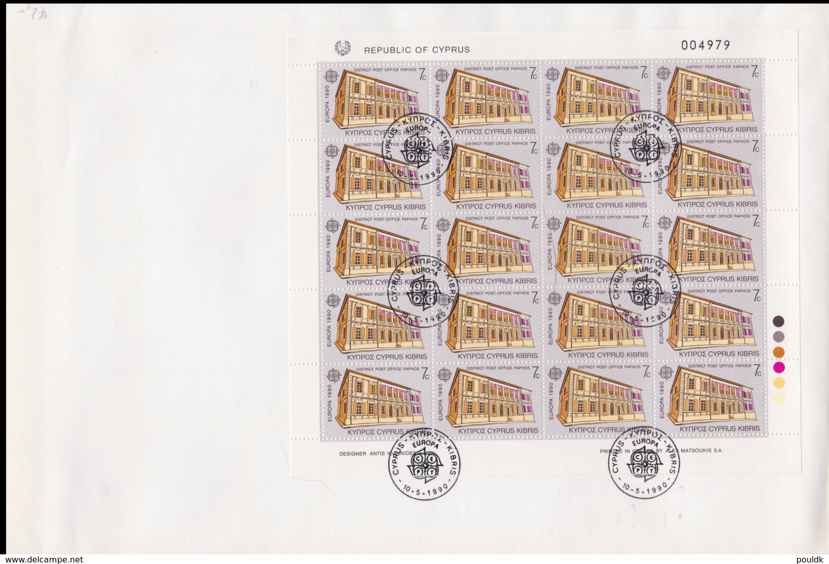 Cyprus 1990 FDC Europa CEPT Complete Sheet - A Bit Dirty Lower Right Of Cover End (L76-30) - 1990