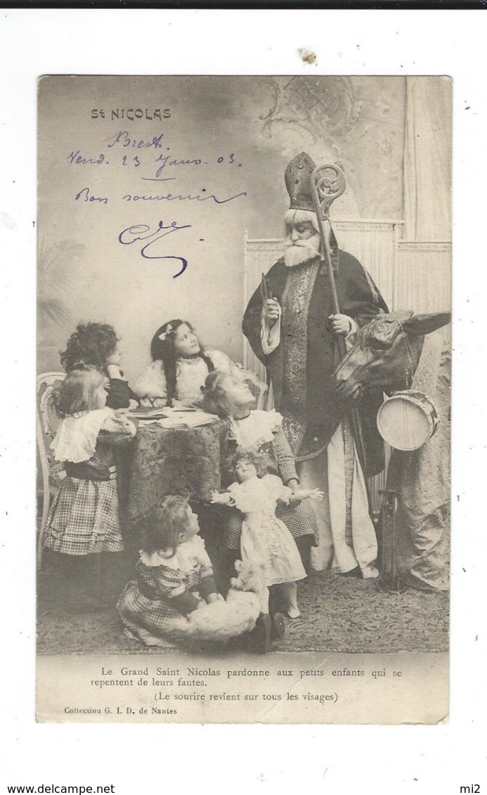 St Nicolas Avec Enfants Col GID Nantes Leger Pli Voir Scan - Saint-Nicholas Day