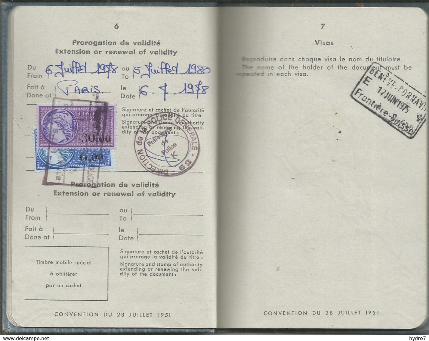 France 1972 Passport For Refugee From Russia Passeport Reisepass Titre De Voyage Convention Of 28 July, 1951 Revenues - Documents Historiques