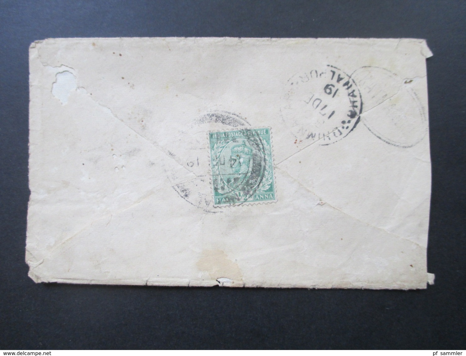 Nepal 1919 India Stamp / Briefmarke Indien Mit Ovalem Stempel Kathmandu - Bhimnagar Toller Und Seltener Beleg! - Nepal