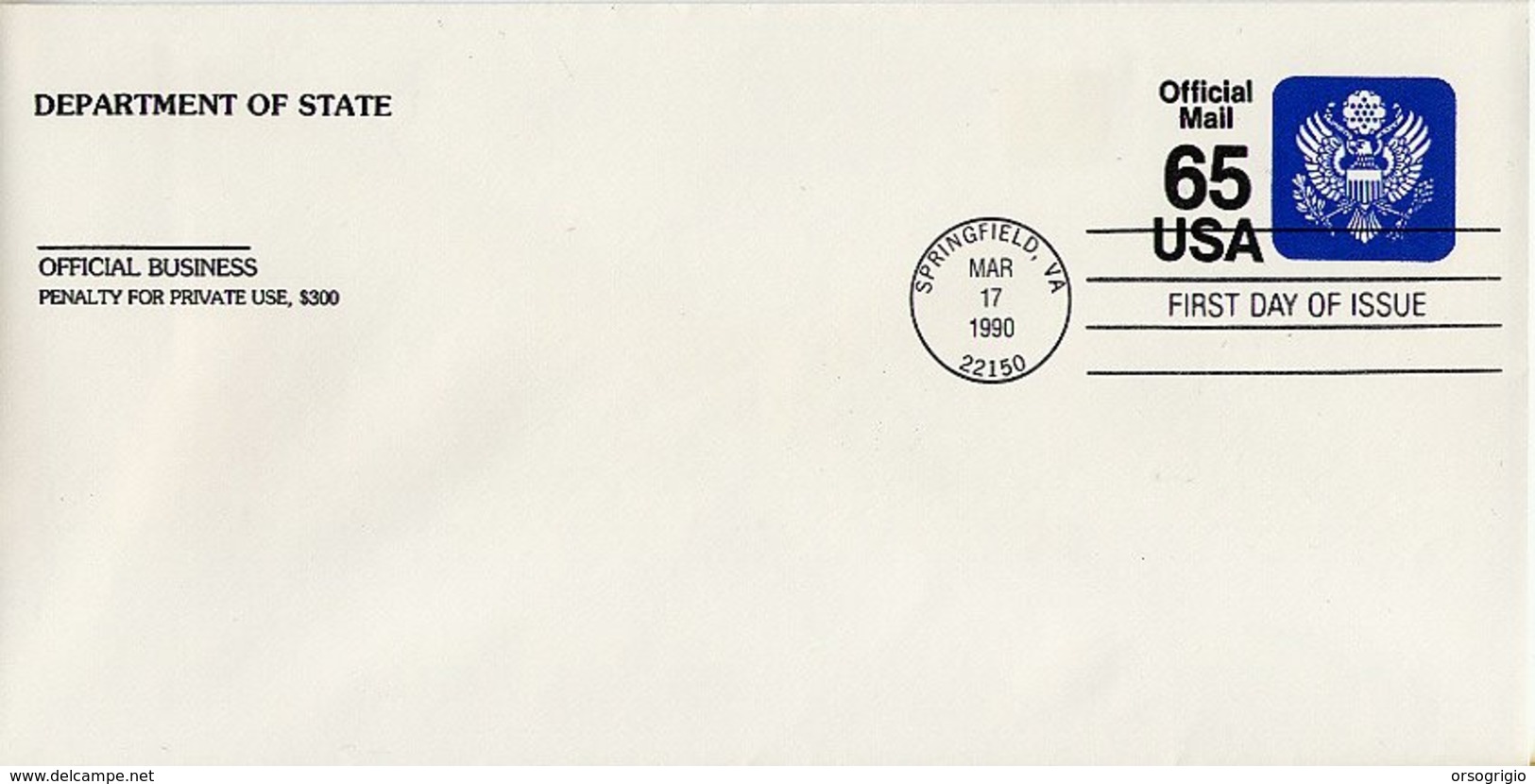 USA -  FDC - BUSTA INTERO POSTALE - 1990 - OFFICIAL MAIL 65 - 1981-00