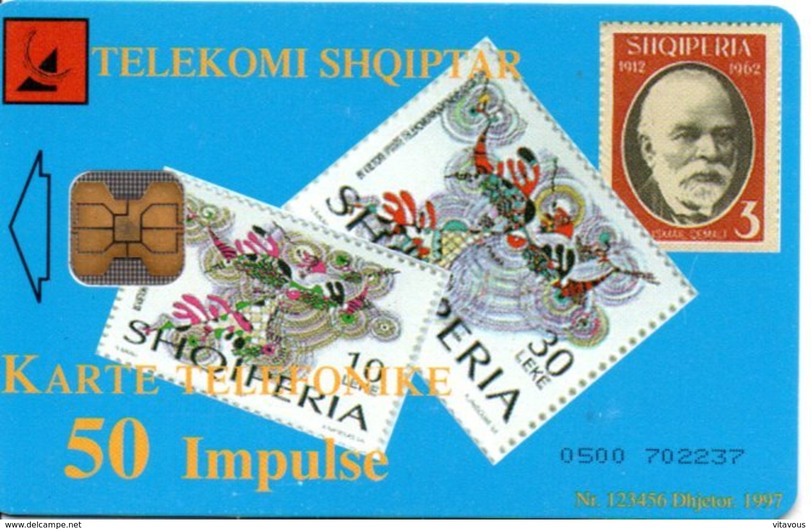 Timbre Stamp Télécarte Albanie Phonecard Téléphone PTT-VE (G 212)) - Albania
