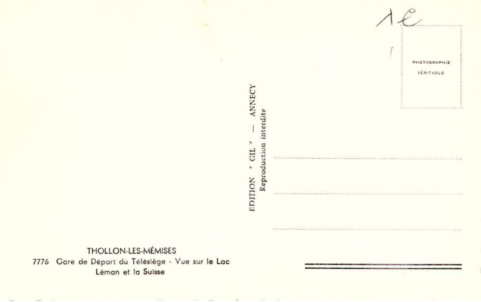 > [74] Haute Savoie > / TOLLON LES  MEMISES  /  /TELESIEGE   /  LOT  488 - Autres & Non Classés