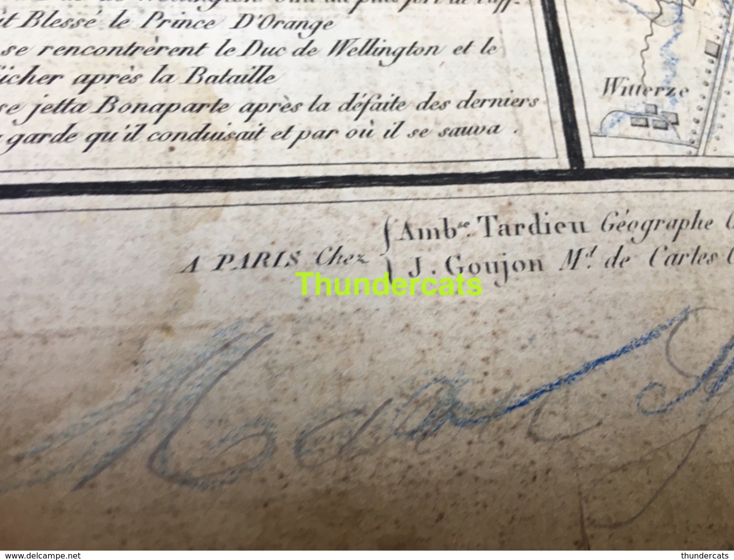 PLAN +/- 1815  DE LA BATAILLE DE MONT SAINT JEAN DITE DE WATERLOO TARDIEU GOUJON MARTINET PICQUET GRAVEUR