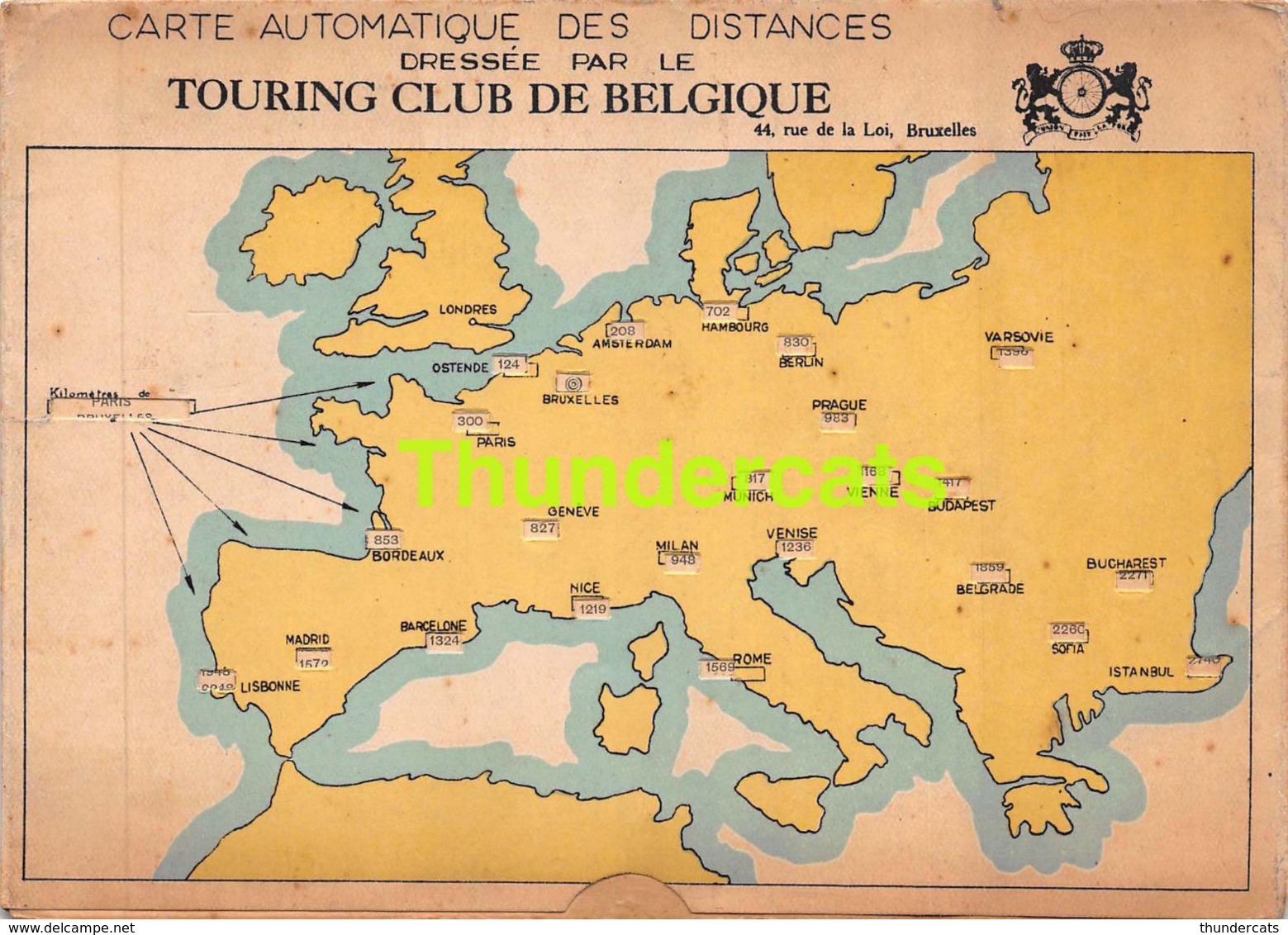 CARTE AUTOMATIQUE DES DISTANCES DRESSE PAR LE TOURING CLUB DE BELGIQUE CARTE A SYSTEME 17 CM X 12 CM - Wegenkaarten