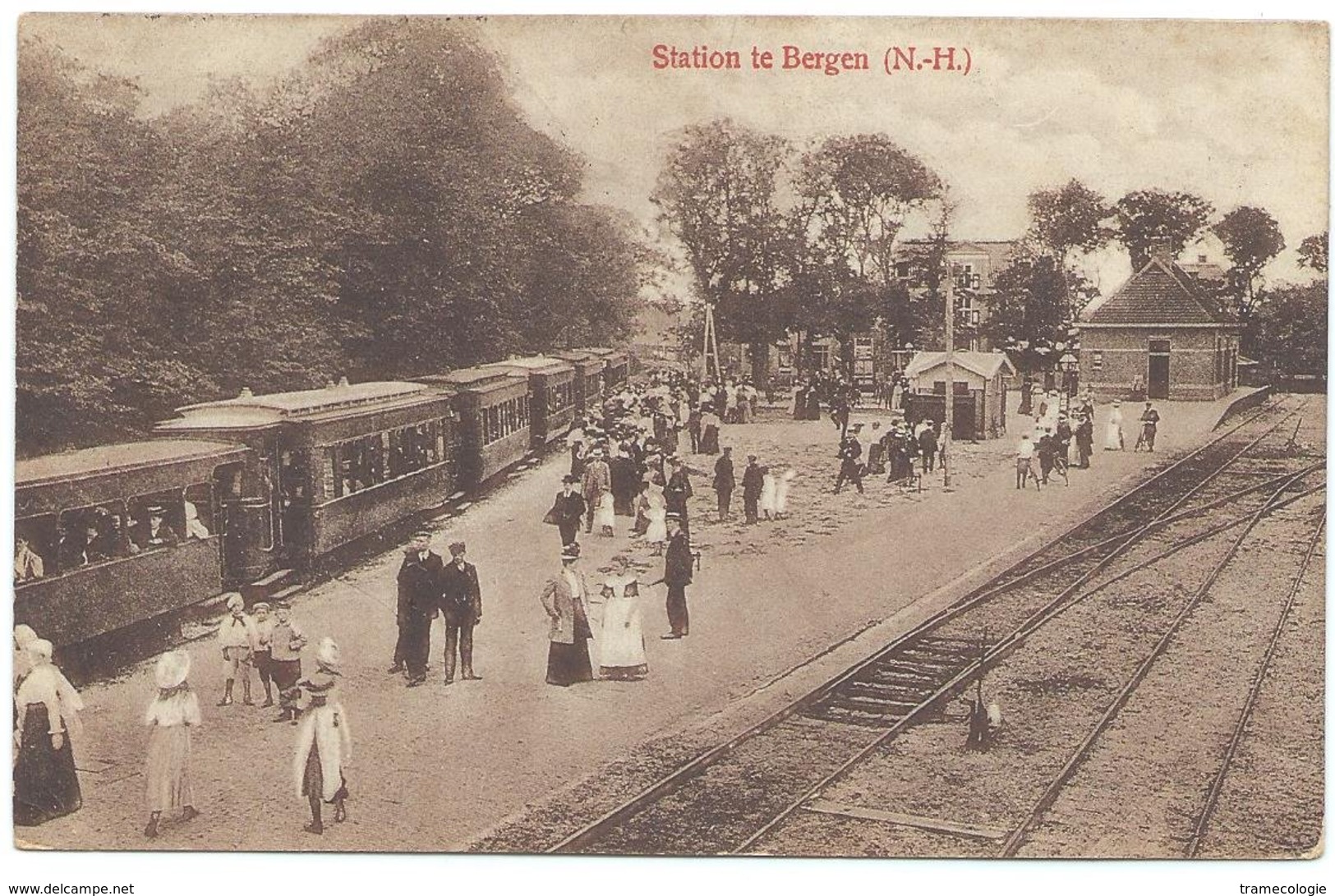 Bergen Tram Naar/to Alkmaar Tramway Strassenbahn Station Bahnhof Tramstation Dampf Stoomtram Bello 1910-20's - Autres & Non Classés