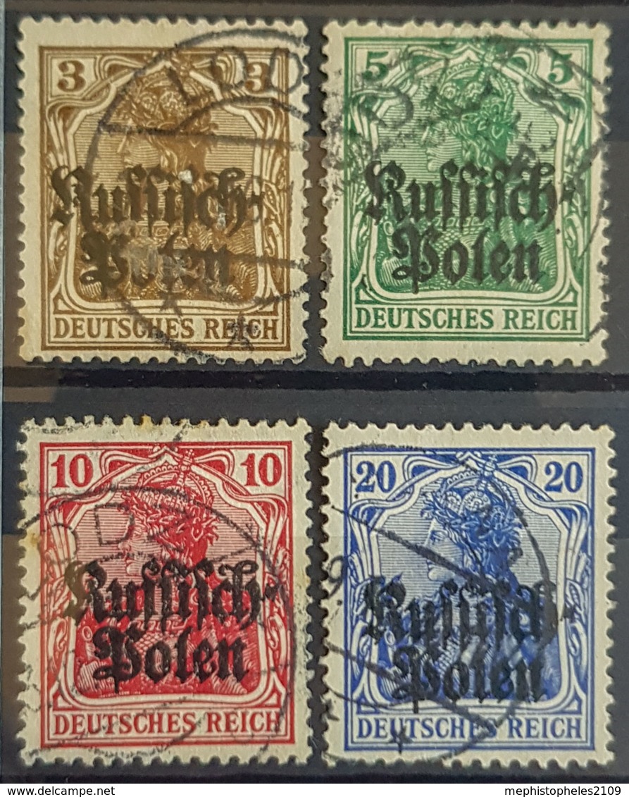 POLAND UNDER GERMAN OCCUPATION 1915 - Canceled - Mi 1, 2, 3, 4 - Ocupación 1914 – 18