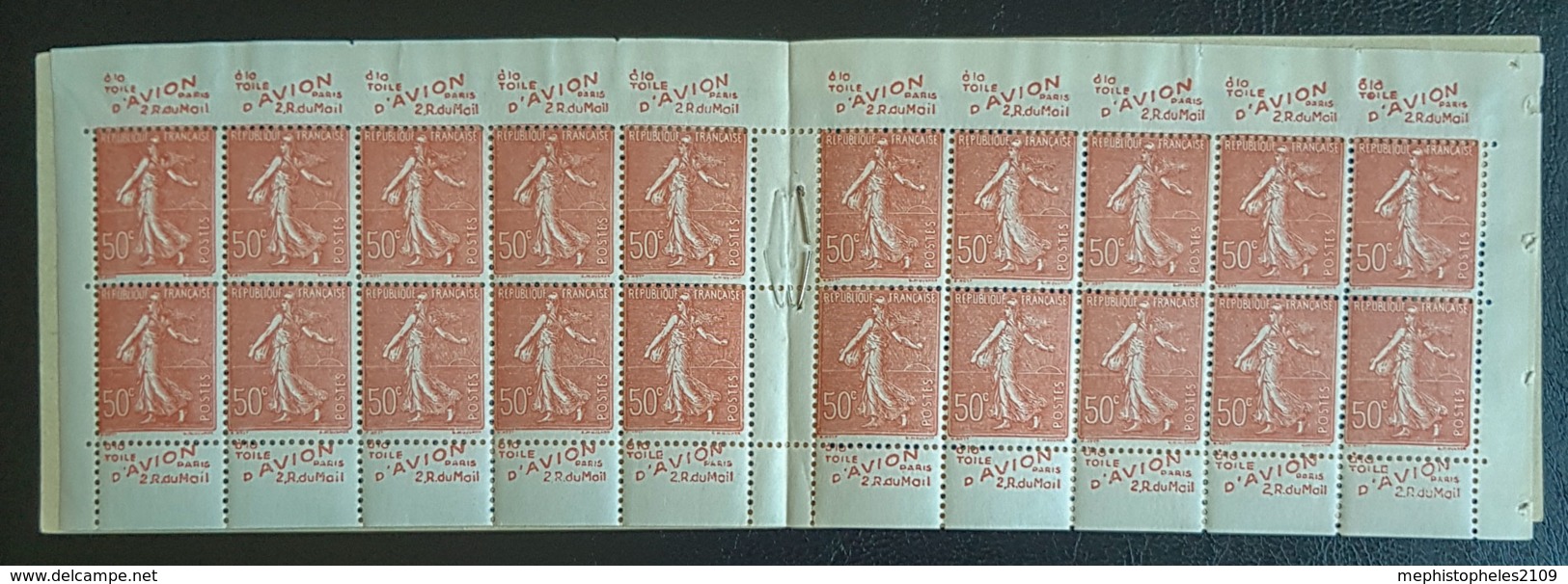 FRANCE - CARNET PUBLICITIMBRES - MNH - Toile D'Avion - Semeuse Lignée YT199 - Bon état! - Otros & Sin Clasificación