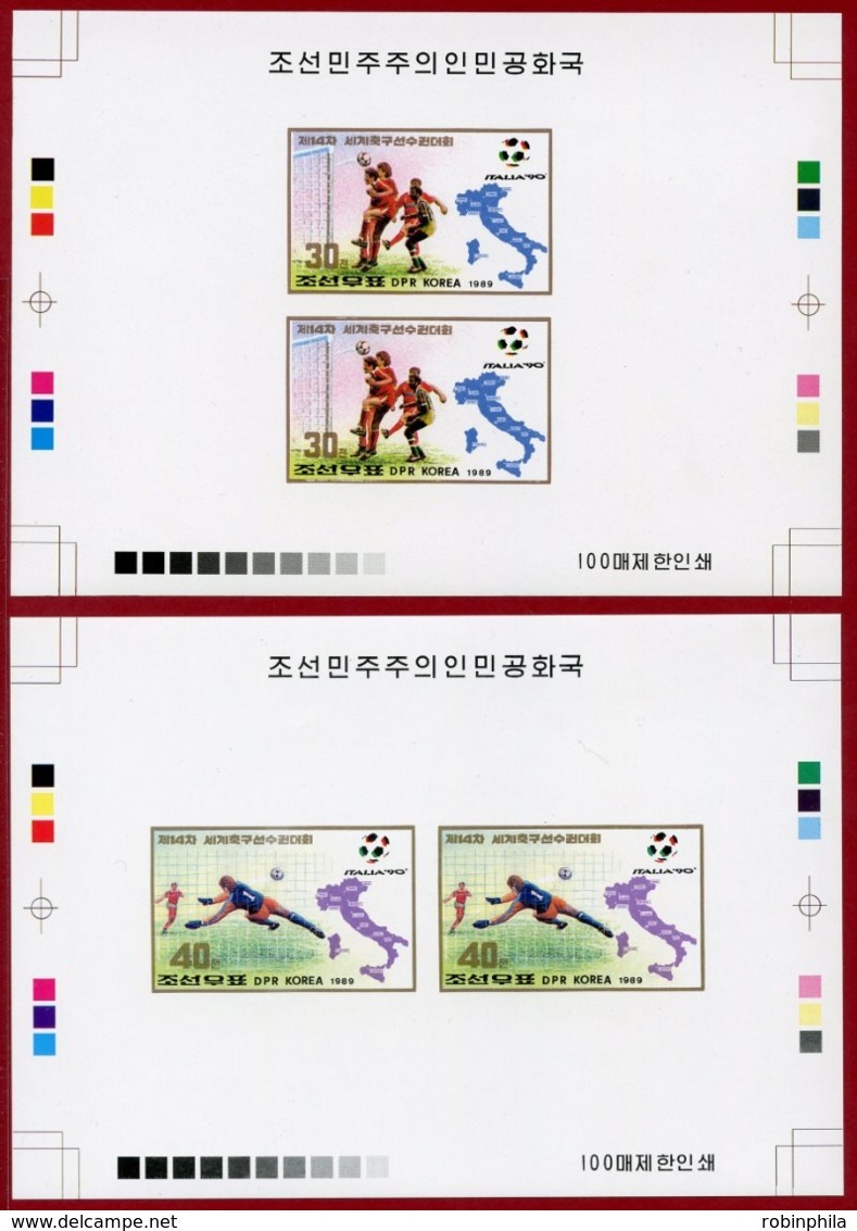 Korea 1989 SC #2878-81, Deluxe Proofs, 14th World Cup Football Championship - 1990 – Italy