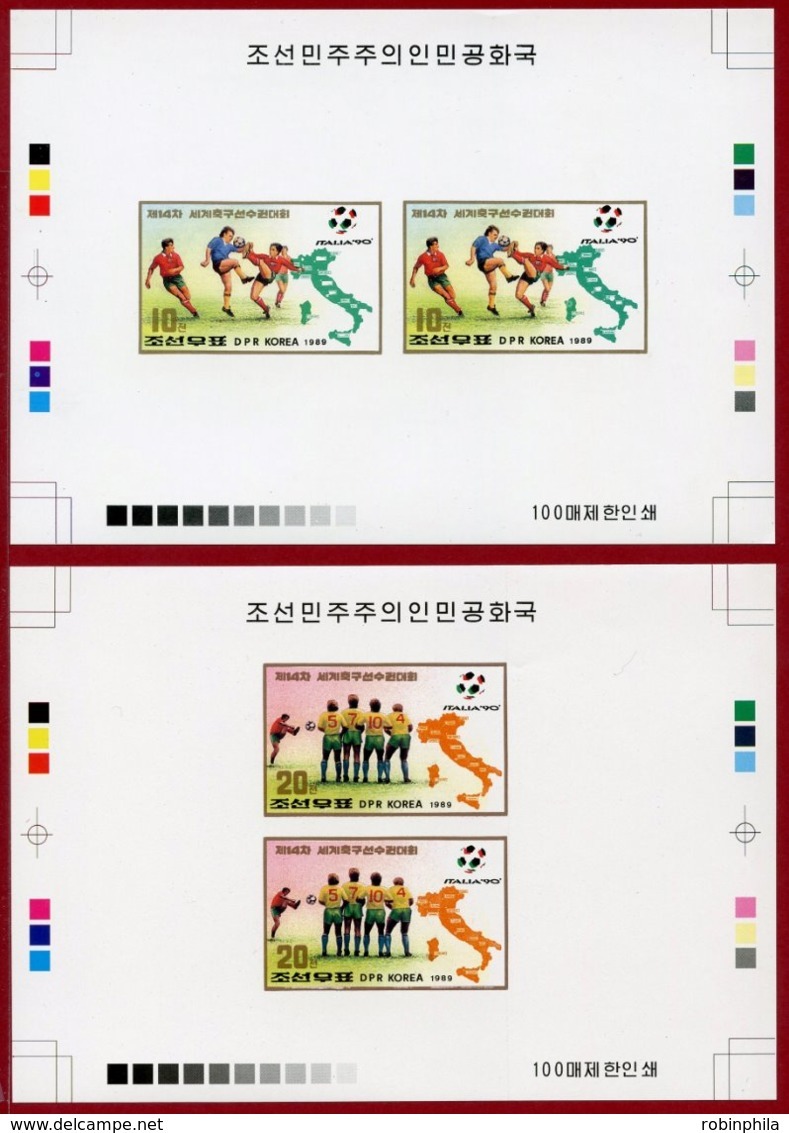 Korea 1989 SC #2878-81, Deluxe Proofs, 14th World Cup Football Championship - 1990 – Italy