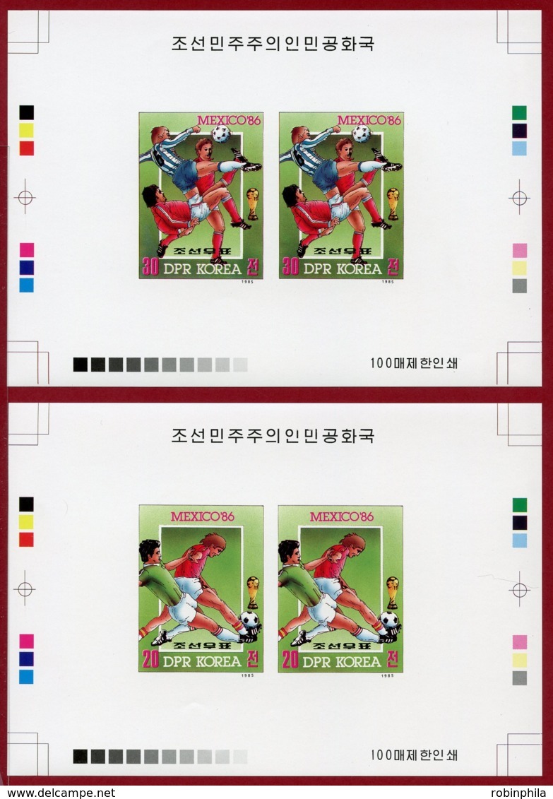 Korea 1985 SC #2531-32 Deluxe Proofs, 13th World Cup Football Championship, Mexico City - 1986 – Mexico