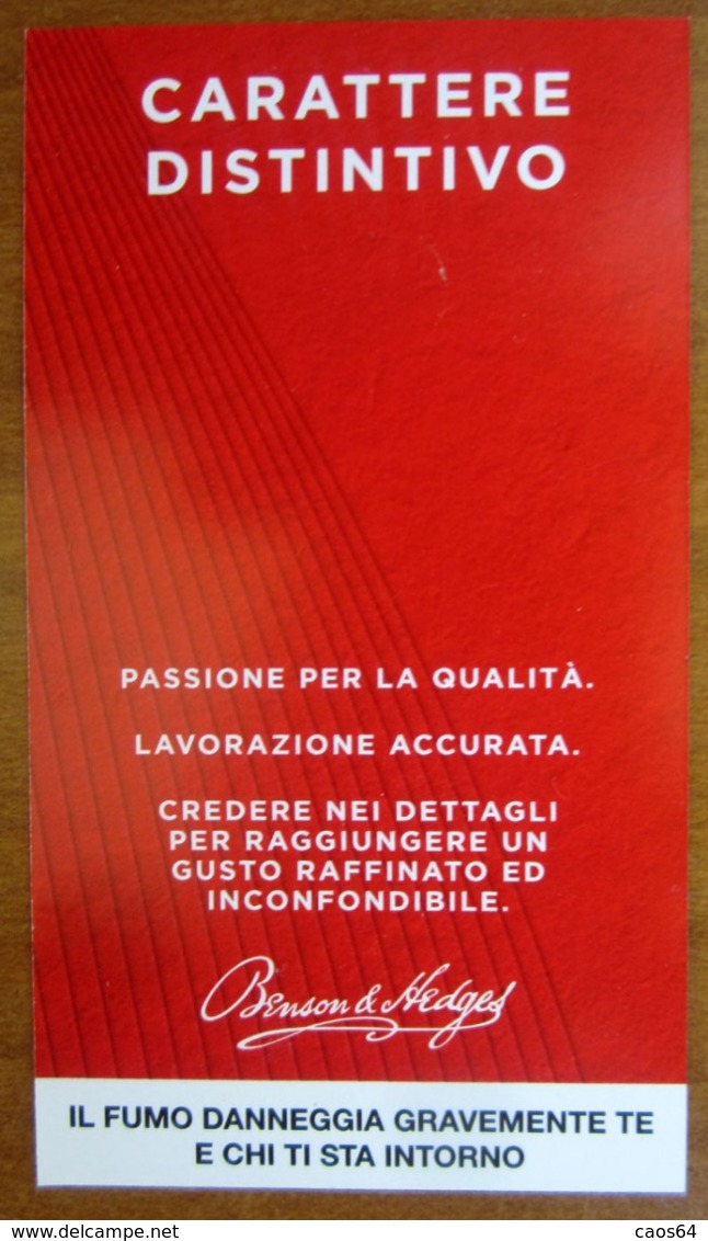 BENSON & HEDGES Pubblicità Interna Pacchetto Sigarette Italia 2019 - Werbeartikel