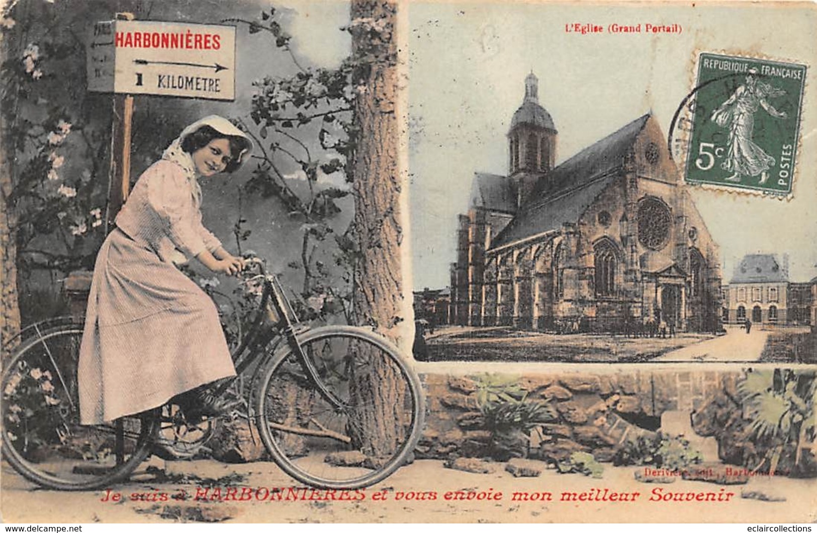 Charbonnières Les Bains         69     Fantaisie  Souvenir De ...Bicyclette           ( Voir Scan) - Charbonniere Les Bains