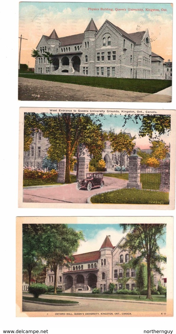 3 Diff. KINGSTON, Ontario, Canada,  Queen's University Buildings, S/R Village Richelieu Quebec 1908 - Kingston