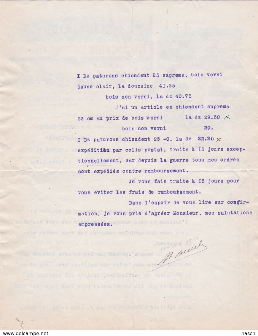 3848	8	Manufacture De Brosserie En Tous Genres STEPHANE ARLIN Devis + Timbre Fiscal 21-06-1917 - Andere & Zonder Classificatie