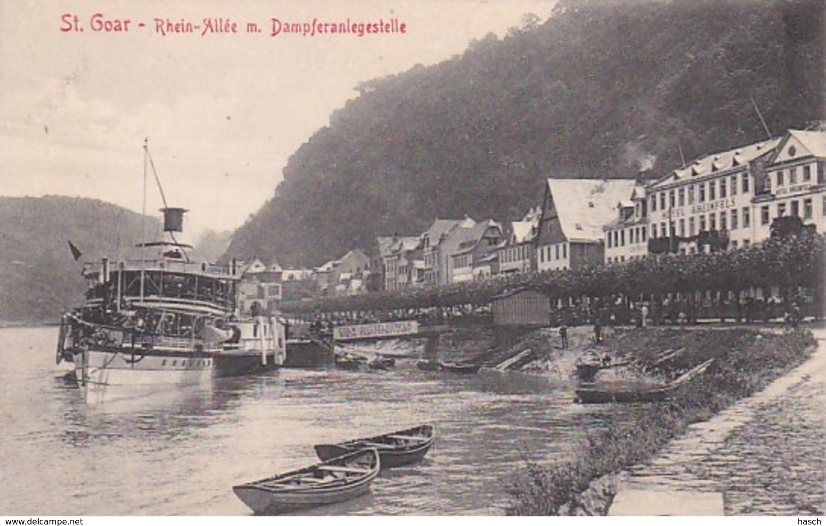 3728	193	St. Goar, Rhein Allée M. Dampferanlegstelle Coln-Dusseldorfer Mit Hotel Rheinfels. - St. Goar