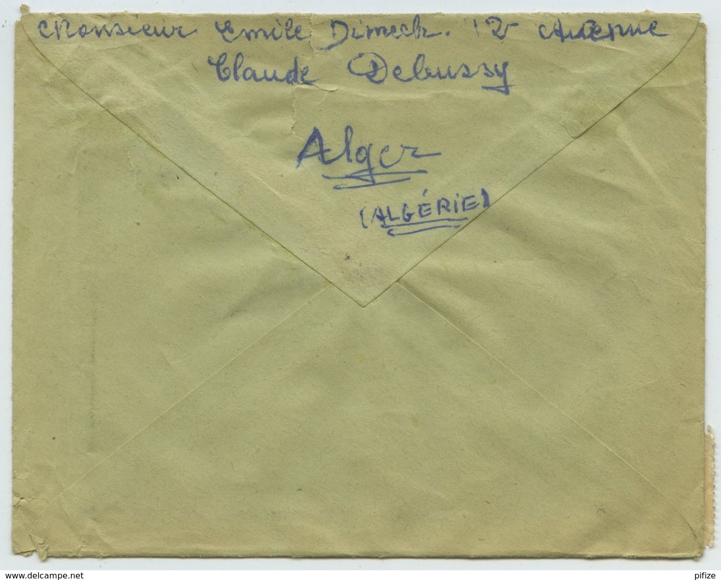 Bande De 5 +1 Taxe Gerbes N° 84 / Enveloppe 1951 Alger Pour Lempdes . - 1859-1959 Briefe & Dokumente