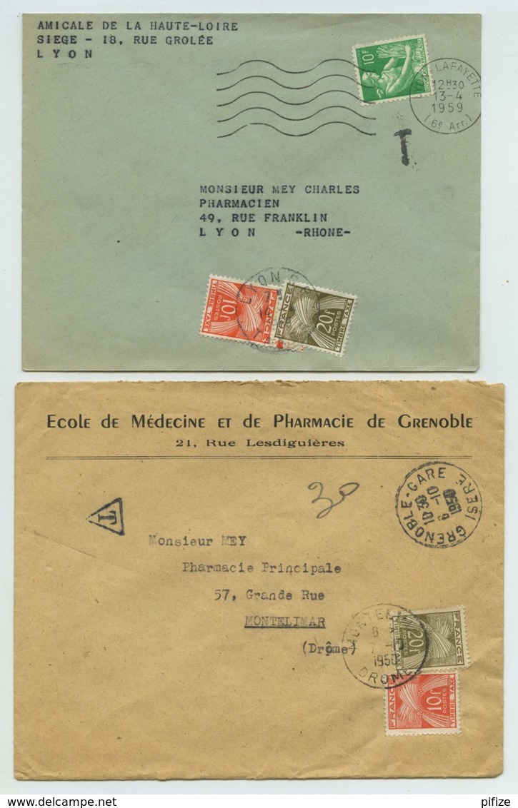 Lot De 11 Pièces 1947 à 1959 Avec Taxe Gerbes . 1 Bande De 5 Du N° 85 . - 1859-1959 Lettres & Documents