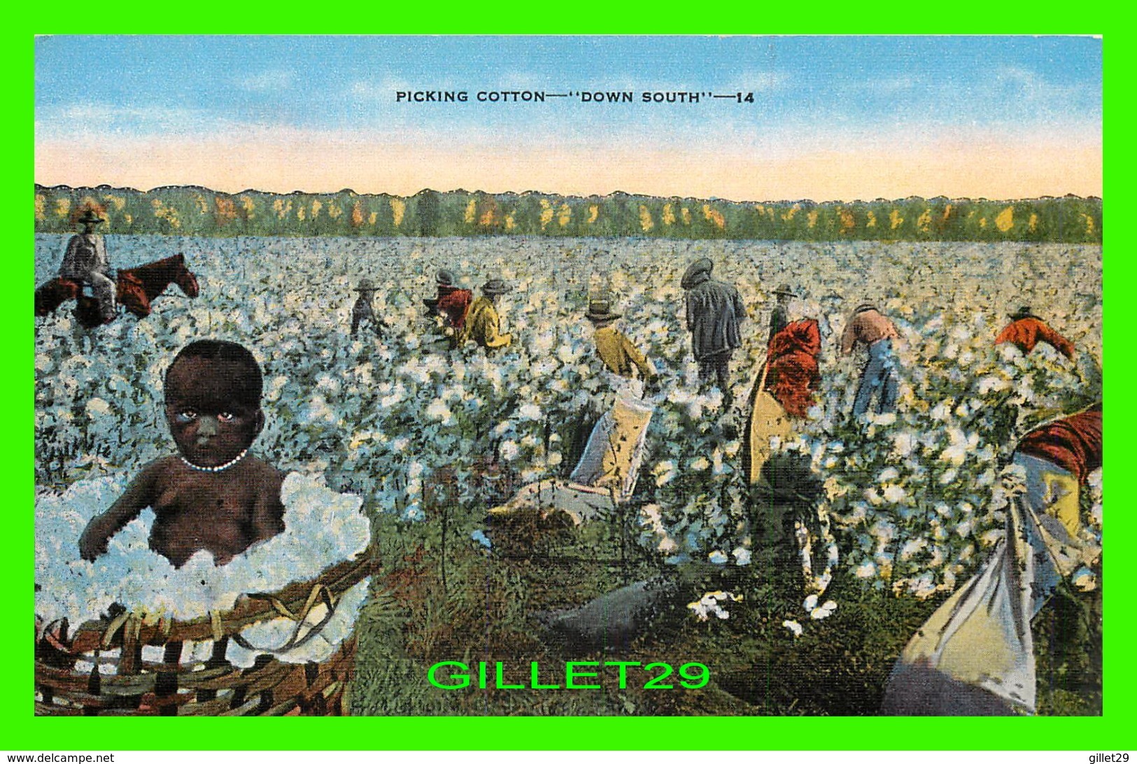 BLACK AMERICANA - PICKING COTTON, DOWN SOUTH - E. C. KROPP -= - Black Americana