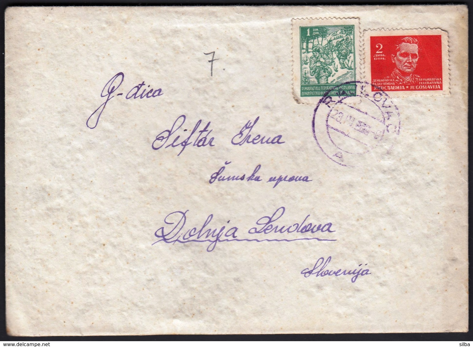 Yugoslavia Rajlovac 1948 / Partisans, Tito / Leter Sent To Dolnja Lendava Slovenia - Lettres & Documents