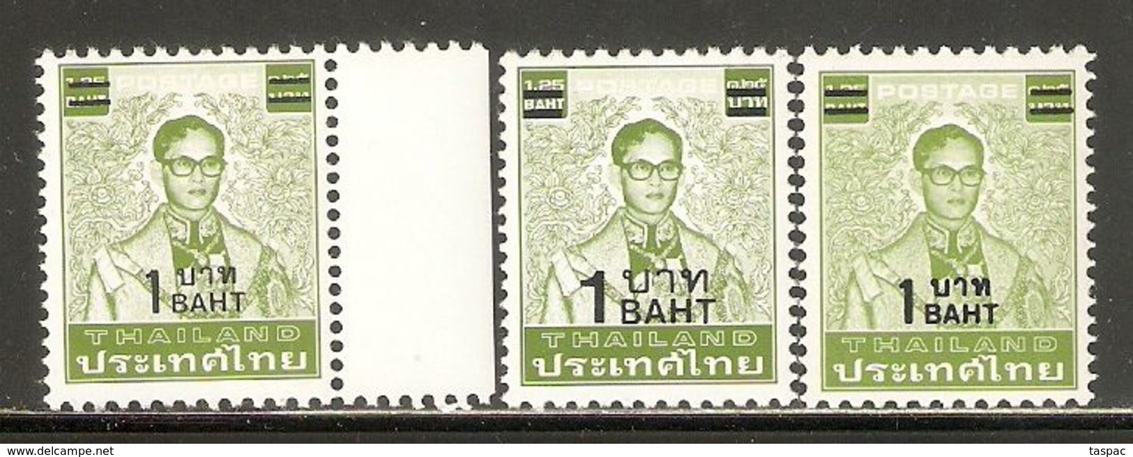 Thailand 1988 Mi# 1245 ** MNH - 3 Types - Surcharged - Definitives / King Bhumibol Adulyadej - Thaïlande