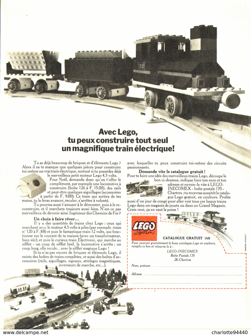 PUB  " TRAIN ELECTRIQUE " " LEGO "   1970 - Unclassified