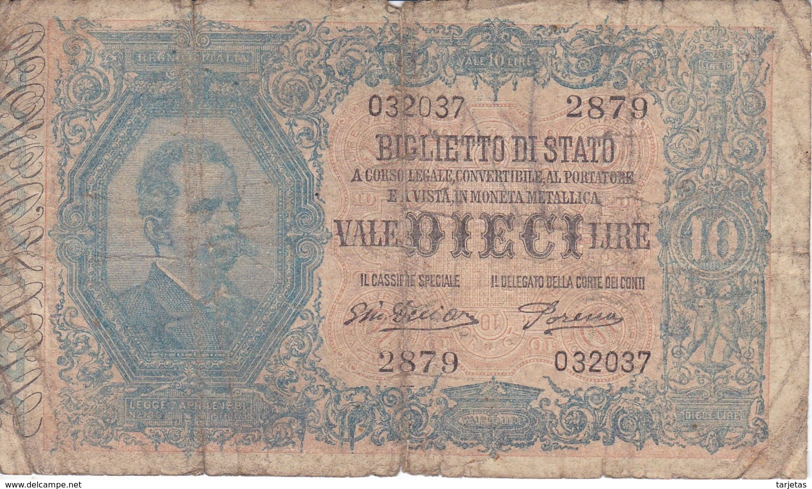 BILLETE DE ITALIA DE 10 LIRAS DEL 29/07/1918 UMBERTO I  (BANKNOTE) - Italia – 10 Lire