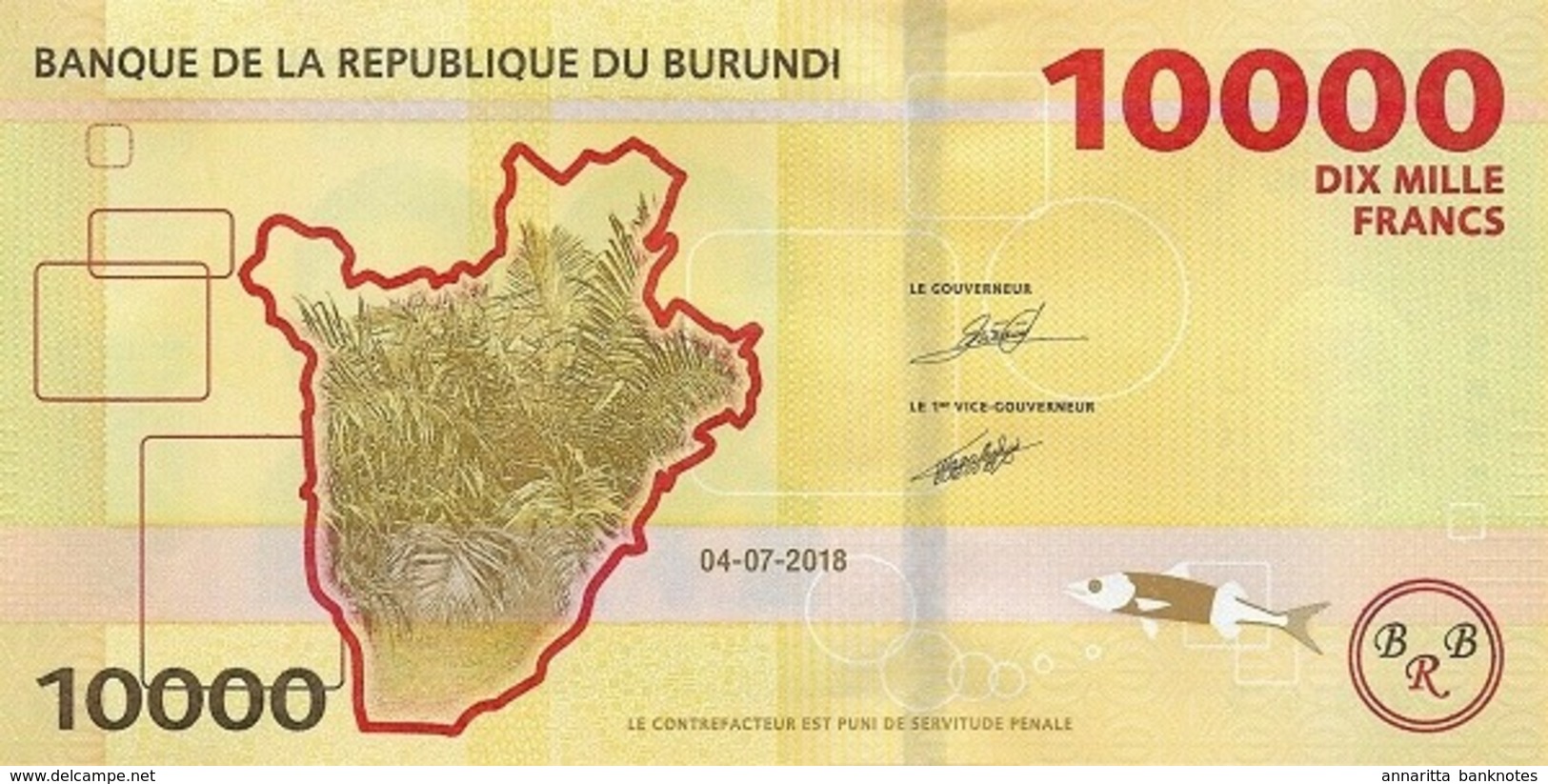 BURUNDI 10000 FRANCS 2018 (2019) P-54b UNC [BI240b] - Burundi