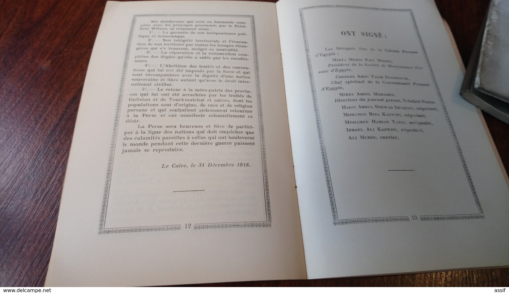 APPEL DU PEUPLE PERSAN A LA CONFERENCE DE LA PAIX IRAN EGYPT EGYPTE 1918 13 PAGES /FREE SHIPPING R - Non Classés