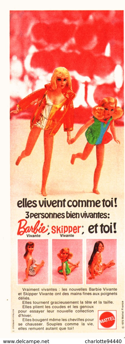 PUB POUPEE   " BARBIE Et SKIPPER "   1970 (26A ) - Barbie