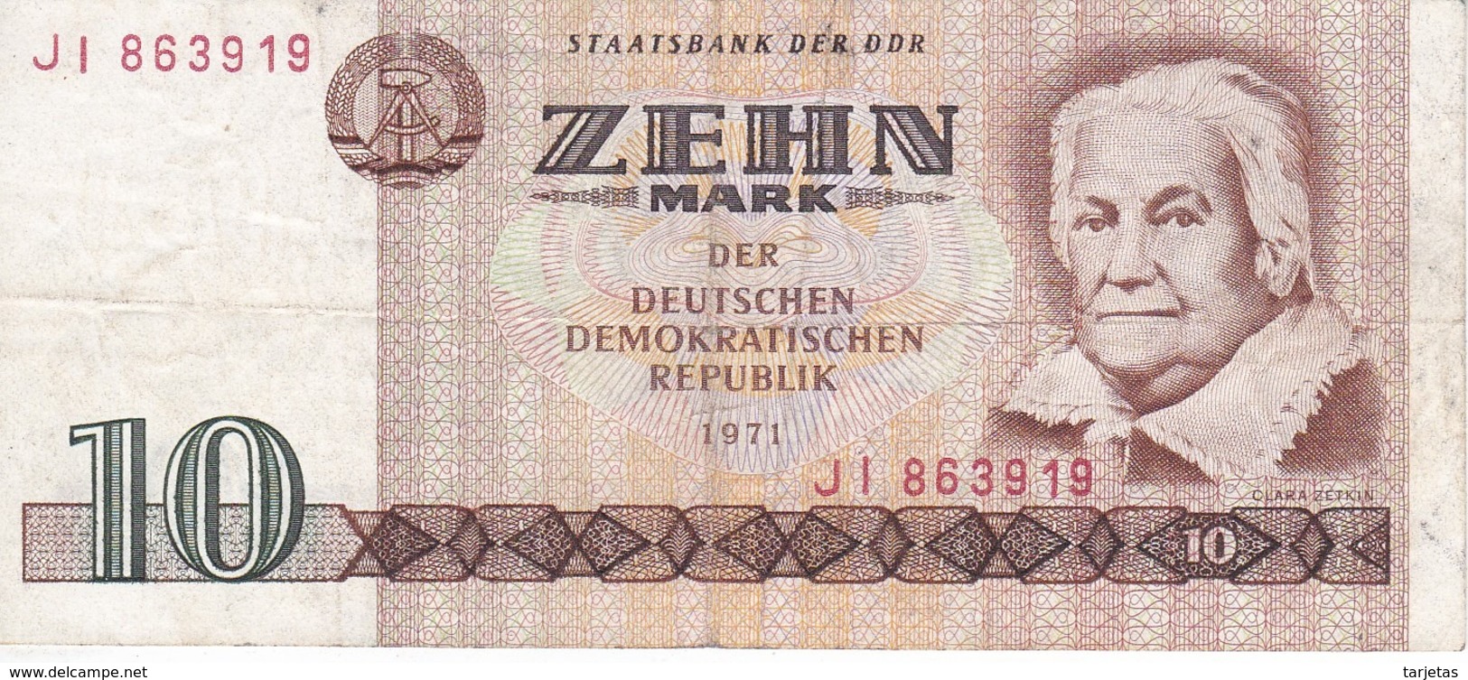 BILLETE DE ALEMANIA  DDR DE 10 MARK  DEL AÑO 1971  (BANK NOTE) - 10 Mark