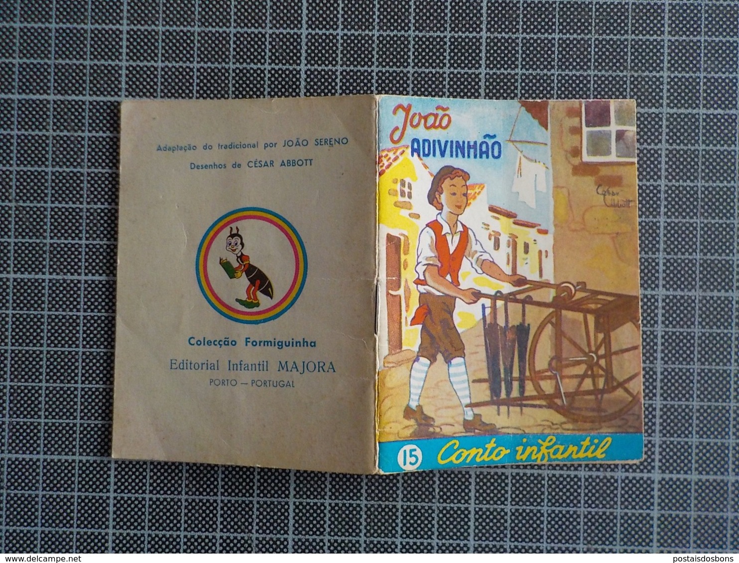 Cx 10) MAJORA Conto Infantil Portugal Ilustrado César Abbott JOÃO ADIVINHÃO 9,8X7,5cm Coleção Formiguinha - Junior