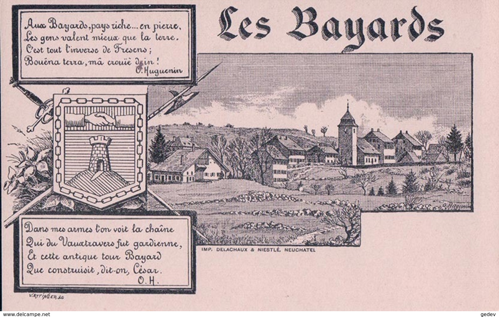 Les Bayards Et Armoirie, Litho O. Huguenin (2146) - Les Bayards