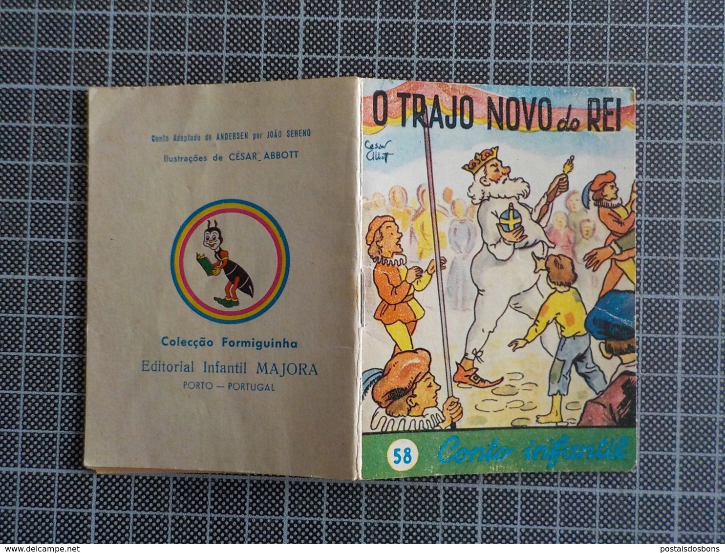 Cx 10) MAJORA Conto Infantil Portugal Ilustrado César Abbott O TRAJO NOVO DO REI 9,8X7,5cm Coleção Formiguinha - Junior