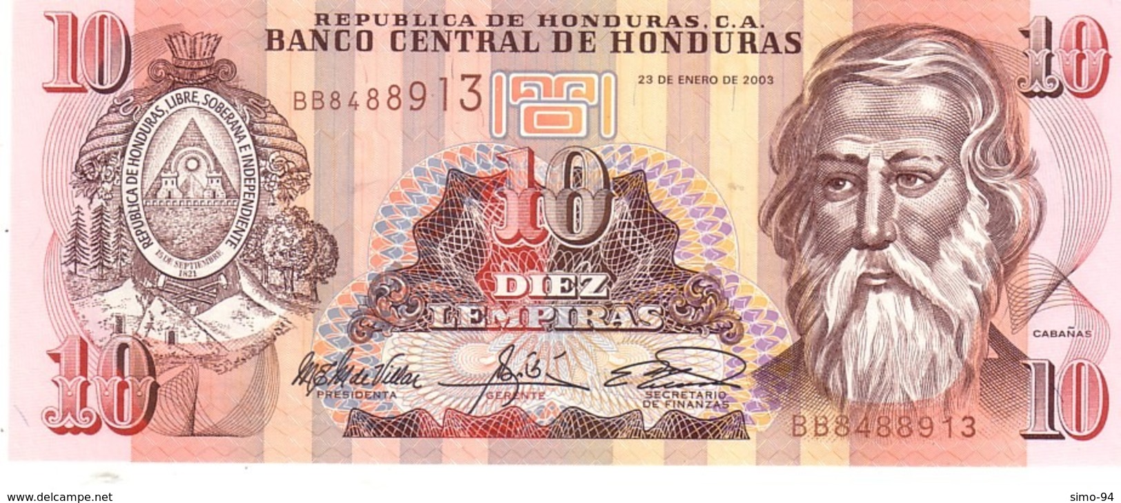 Honduras P.86 10 Lempiras 2003 Unc - Honduras