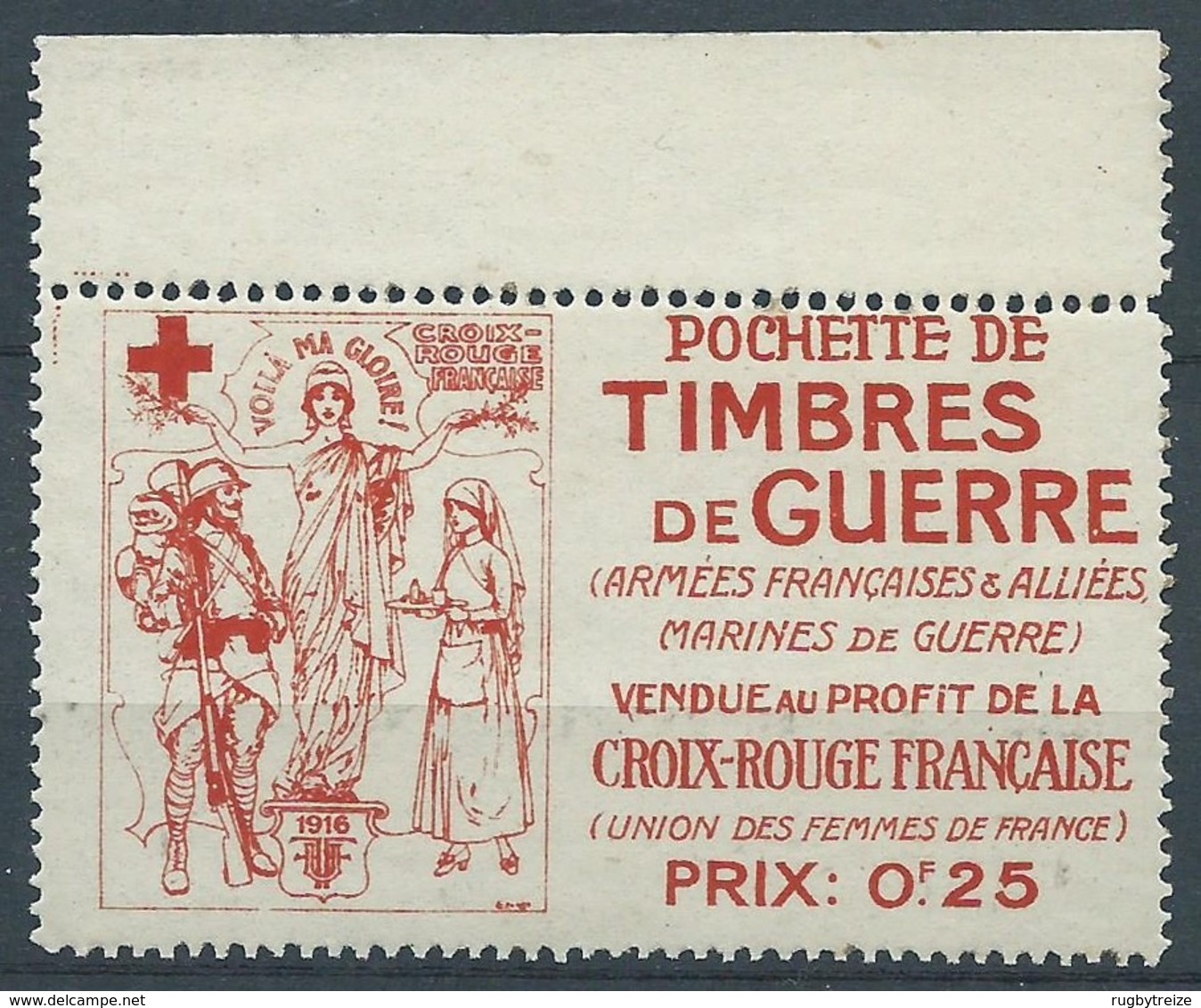3226 - Vignette Croix Rouge Pochette De Timbres De Guerre WW1 Union Des Femmes De France Cinderella Errinophilie RARE - Vignettes Militaires