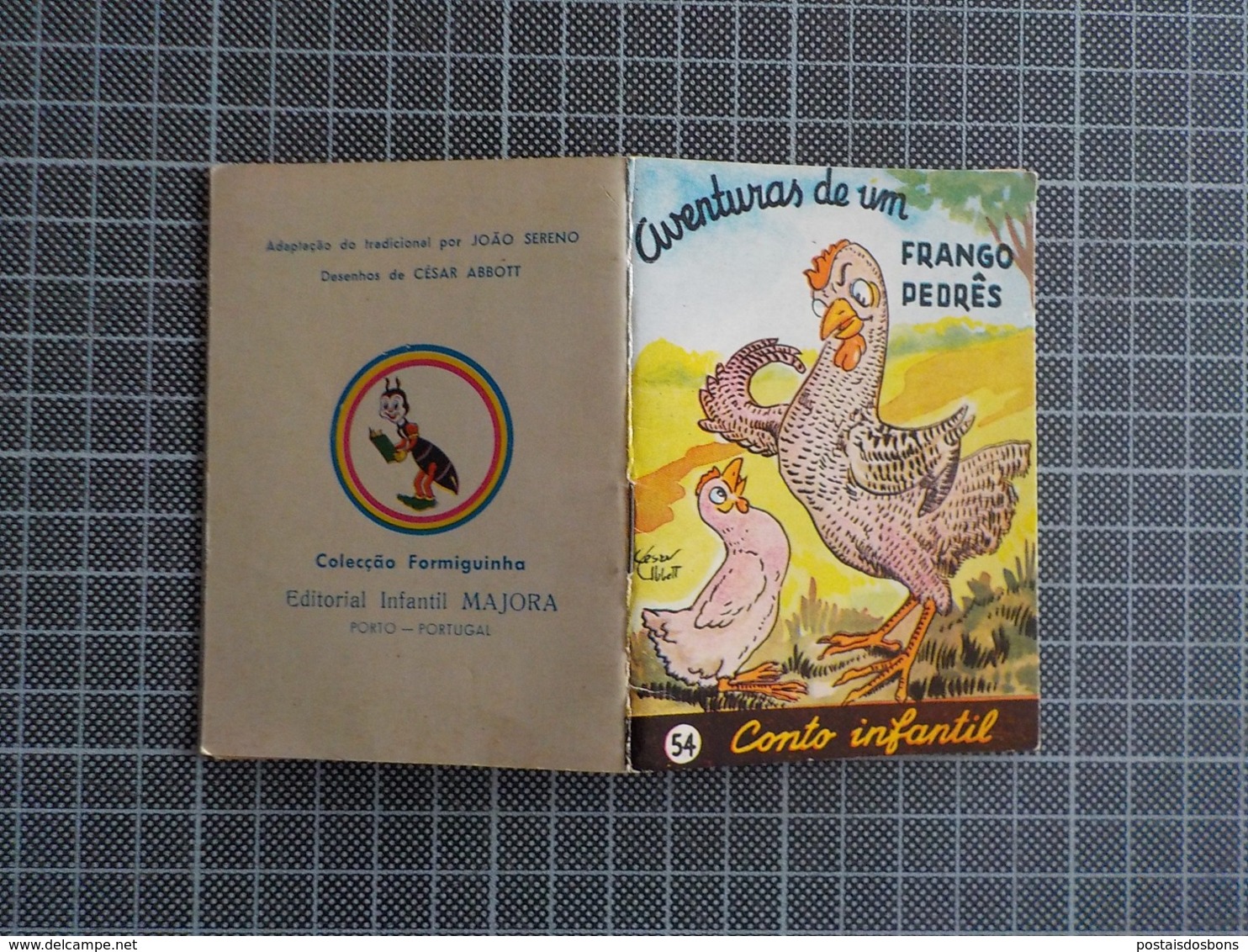 Cx 10) MAJORA Conto Infantil Portugal Ilustrado César Abbott AVENTURAS DE UM FRANGO PEDRÊS 9,8X7,5cm Coleção Formiguinha - Giovani