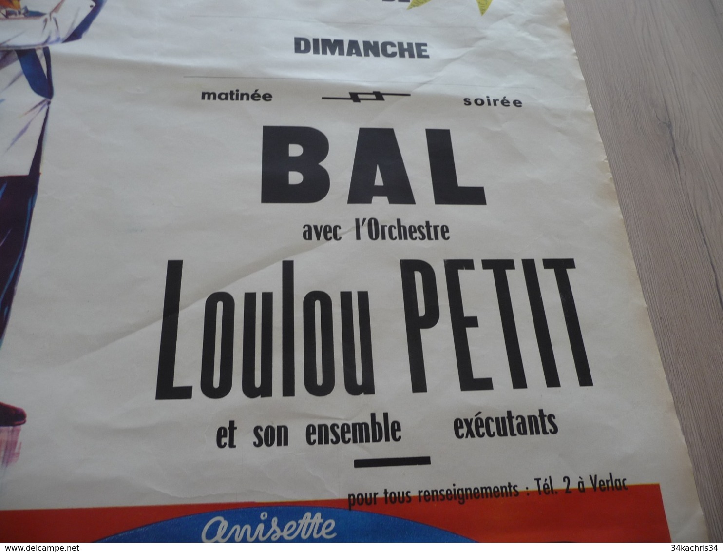 Affiche Musique Illustrée Illustrateur Potier Trombone Bal Orchestre Loulou Petit Pub Ricard 55.5 X 65 Cm - Posters