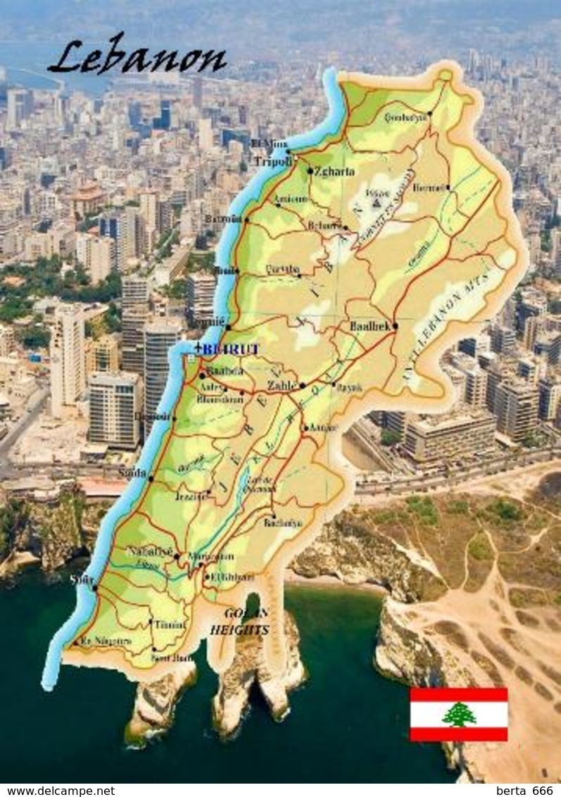 Lebanon Country Map New Postcard Libanon Landkarte AK - Liban