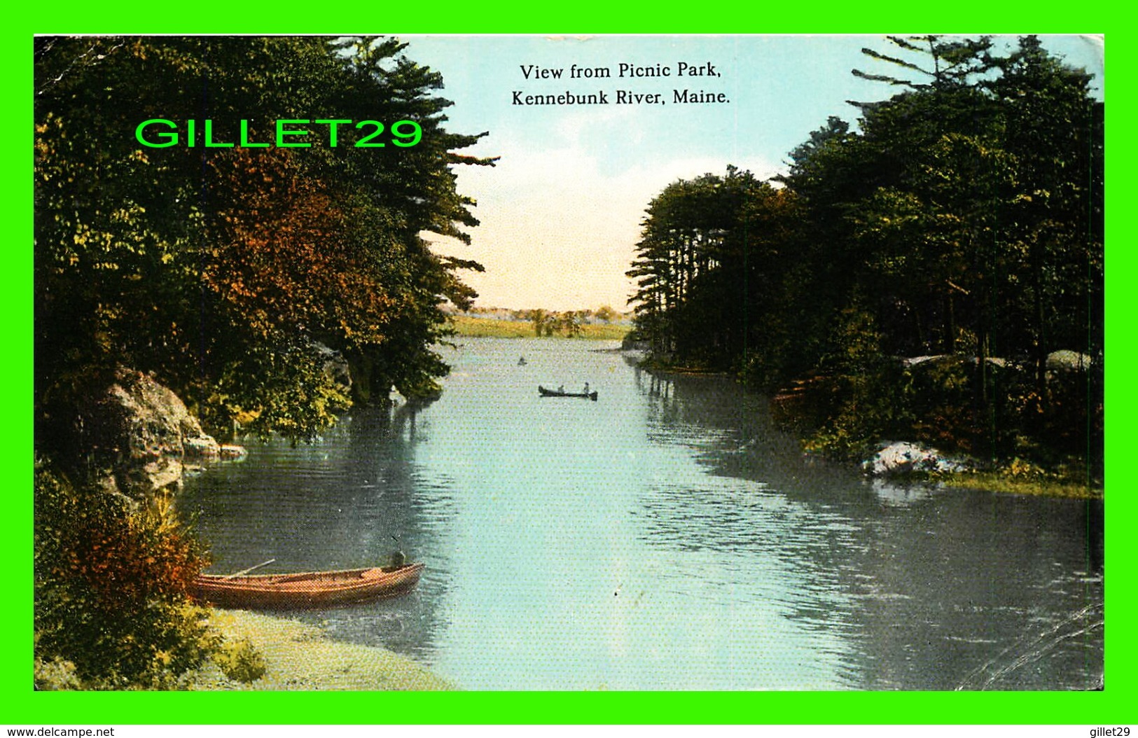 KENNEBUNK RIVER, ME - VIEW FROM PICNIC PARK - TRAVEL IN 1916 -  OPUB BY PALMER DEPARTMENT STORES - - Kennebunkport