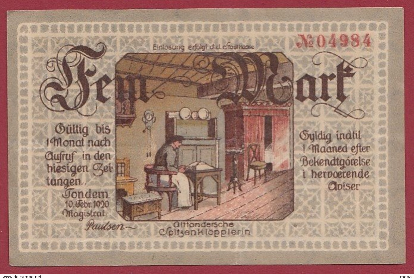 Allemagne 1 Notgeld  De 5 Mark Stadt Tondem   (  TRES RARE ) Dans L 'état N° 4979 - Colecciones