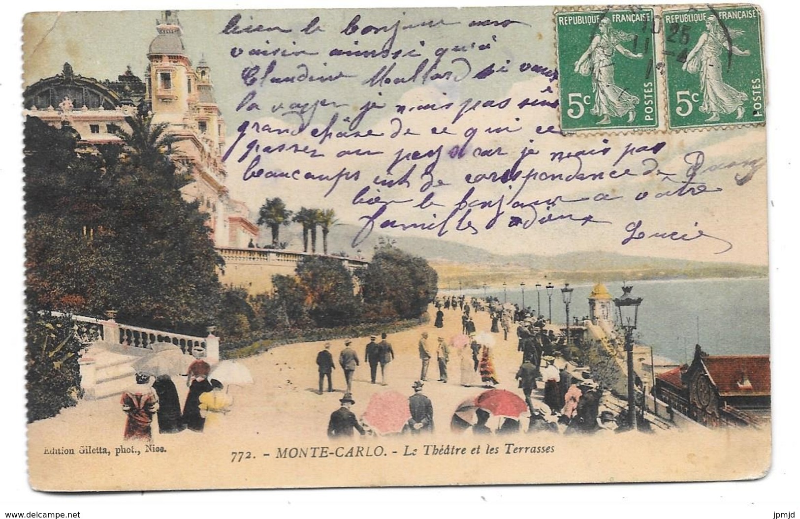 MONACO - Le Théâtre Et Les Terrasses - Édition Giletta N° 772 Colorisée - 1912 - Cattedrale Dell'Immacolata Concezione