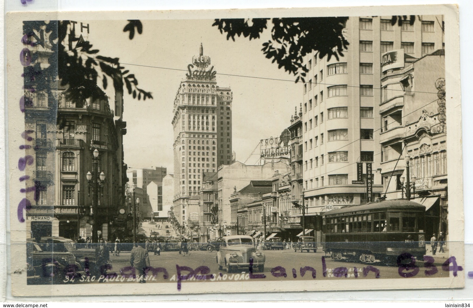 - Brasil - Bresil -SAO PAULO - Avenida Saojoao, Belle, Glacée, Petit Format, écrite, 1942/43, TBE, Scans. - São Paulo