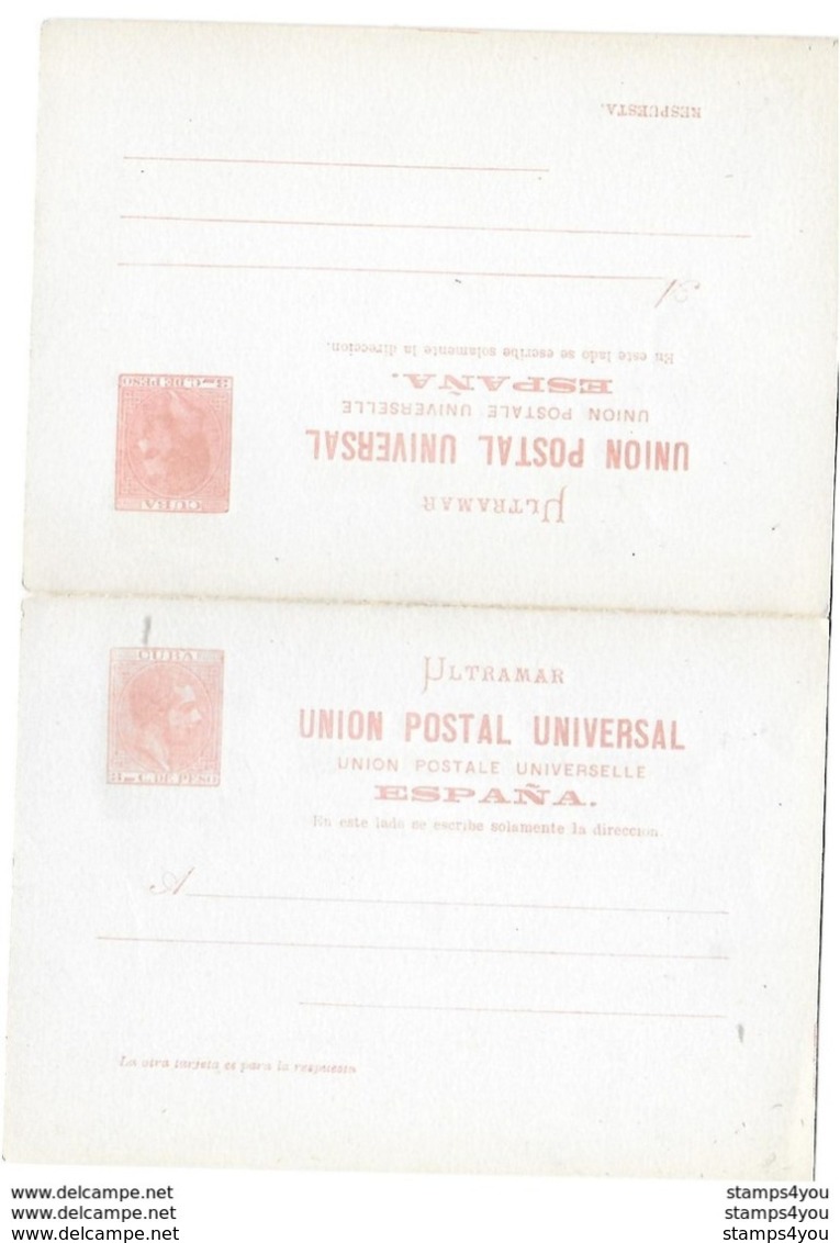 120 - 8 - Entier Postal Double Neuf 3c De Peso Cuba 1881 - Cuba (1874-1898)