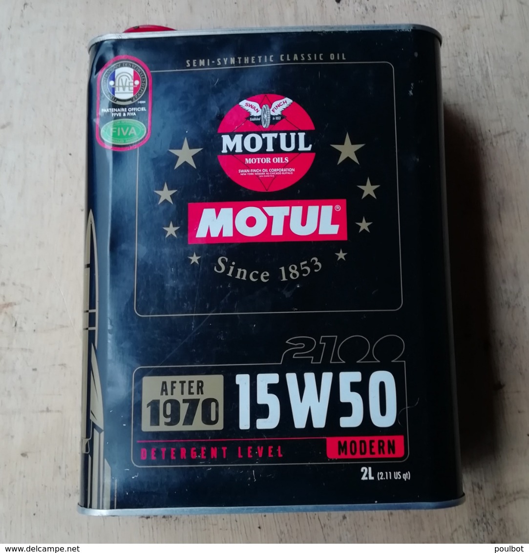 MOTUL 15 W 50 AFTER 1970  Bidon D'huile Ancien En Tole Pour Collection - Voitures