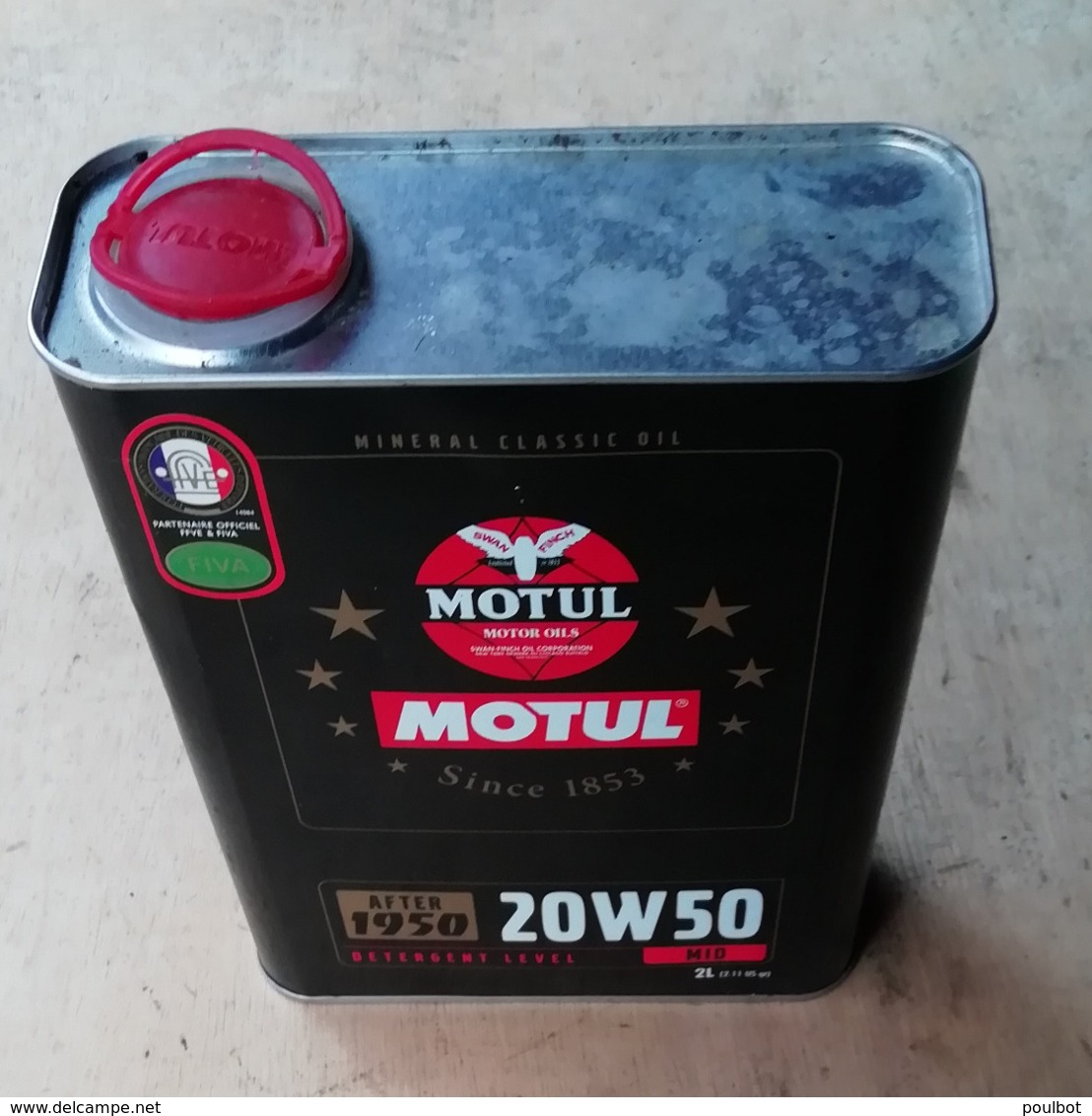 MOTUL 20  W 50 AFTER 1950  Bidon D'huile Ancien En Tole Pour Collection - Voitures