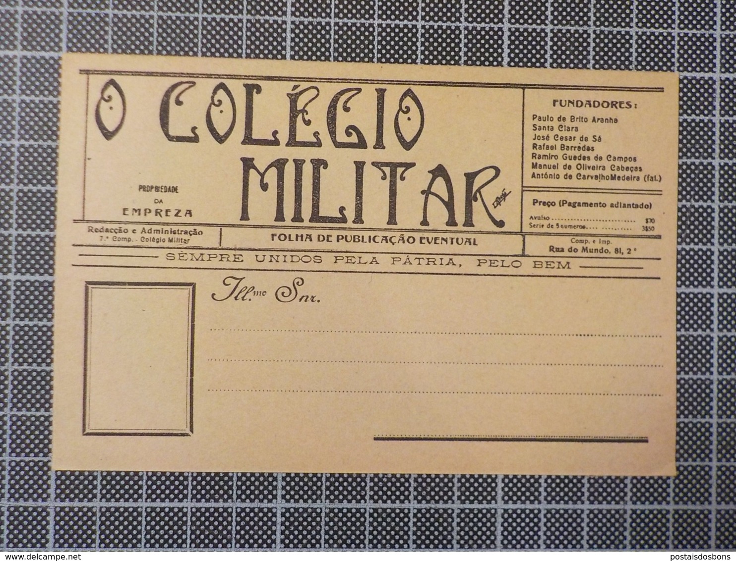 11.872) Portugal O Colégio Militar (publicação Da Instituição) Bilhete Postal Não Circulado - Altri & Non Classificati