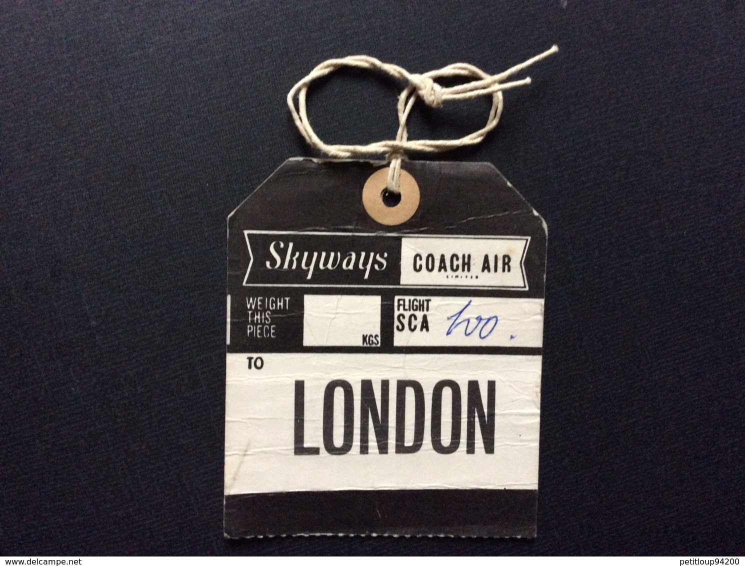 ETIQUETTE A BAGAGES  SKYWAYS COACH AIR  Beauvais>London  BAGGAGE TAG  Années 1950 - Baggage Labels & Tags