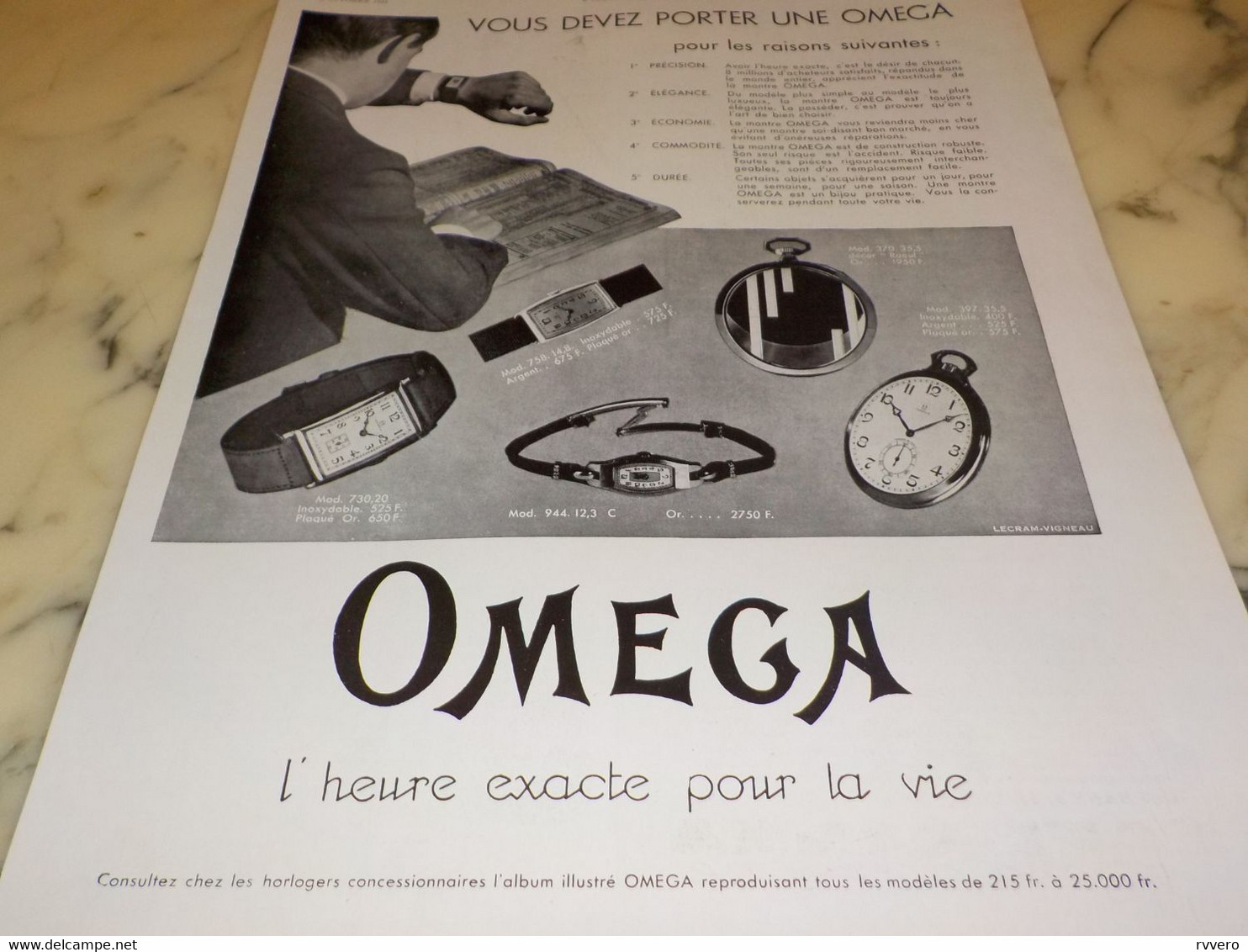 ANCIENNE PUBLICITE  VOUS DEVEZ PORTER UNE  MONTRE OMEGA 1931 - Andere & Zonder Classificatie